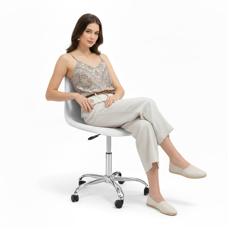 Office Chair Swivel with Wheels – Velvet Upholstery – Steel Legs - Denisse