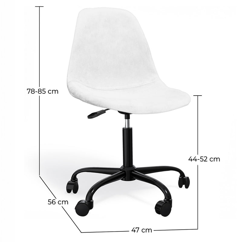 Office Chair Swivel with Wheels – Velvet Upholstery – Steel Black Legs - Denisse