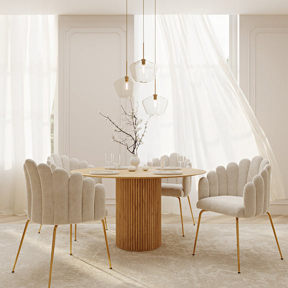 Dining Chair Shell Glam design in Velvet - Golden Legs - Shell - gallery 5