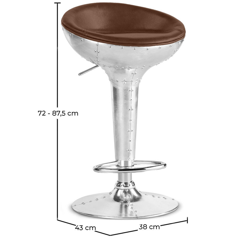 Okrągły metalowy stołek - w stylu lotniczym - 70 cm - Aviator