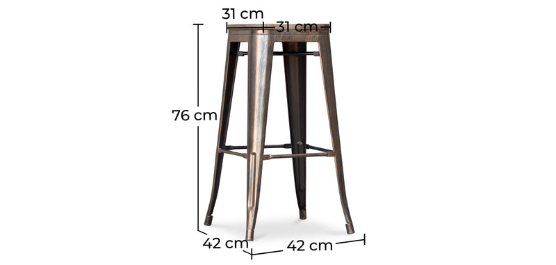 Barhocker im Industriedesign - Holz und Stahl - 76cm - Stylix