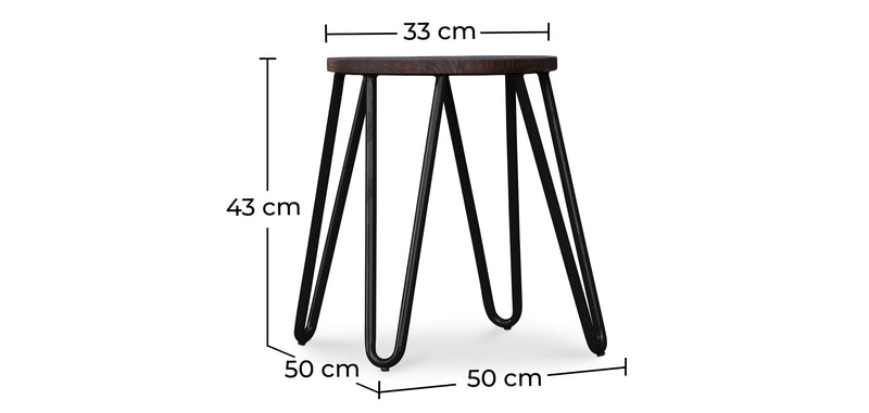 Sgabello Hairpin - 43cm - Legno scuro e metallo