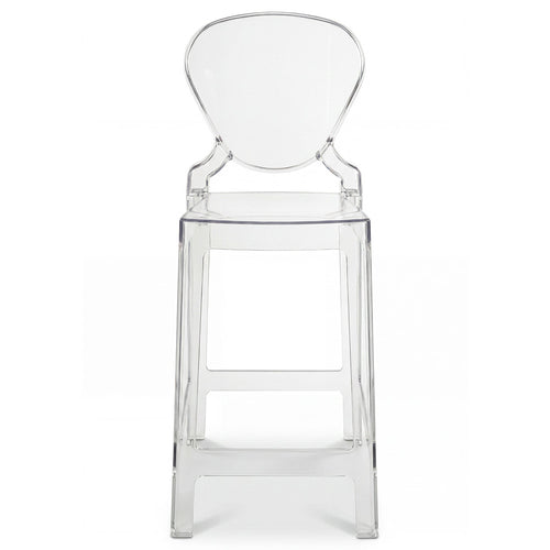 Bar Stool with Backrest - Transparent Design - 65cm - Lumen
