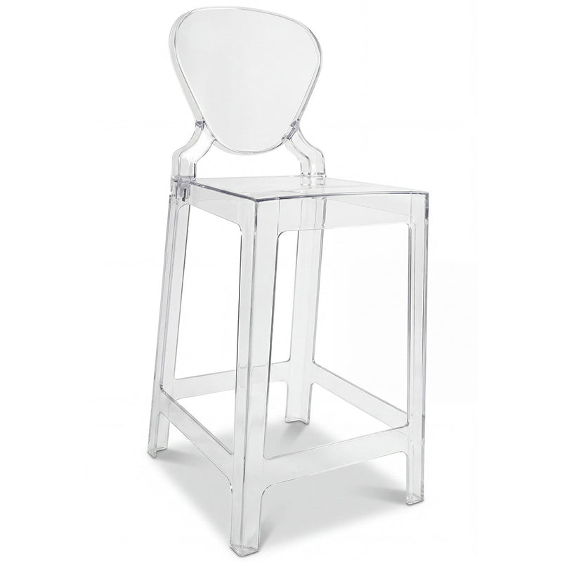 Tabouret de bar avec dossier - Design transparent - 65 cm - Lumen