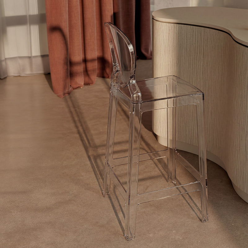 Tabouret de bar avec dossier - Design transparent - 65 cm - Lumen