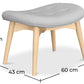 Podnóżek tapicerowany lnem - Skandynawski design - Drewno - Kontor