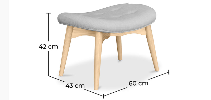 Repose-pieds tapissé en lin - Design scandinave - Bois - Kontor