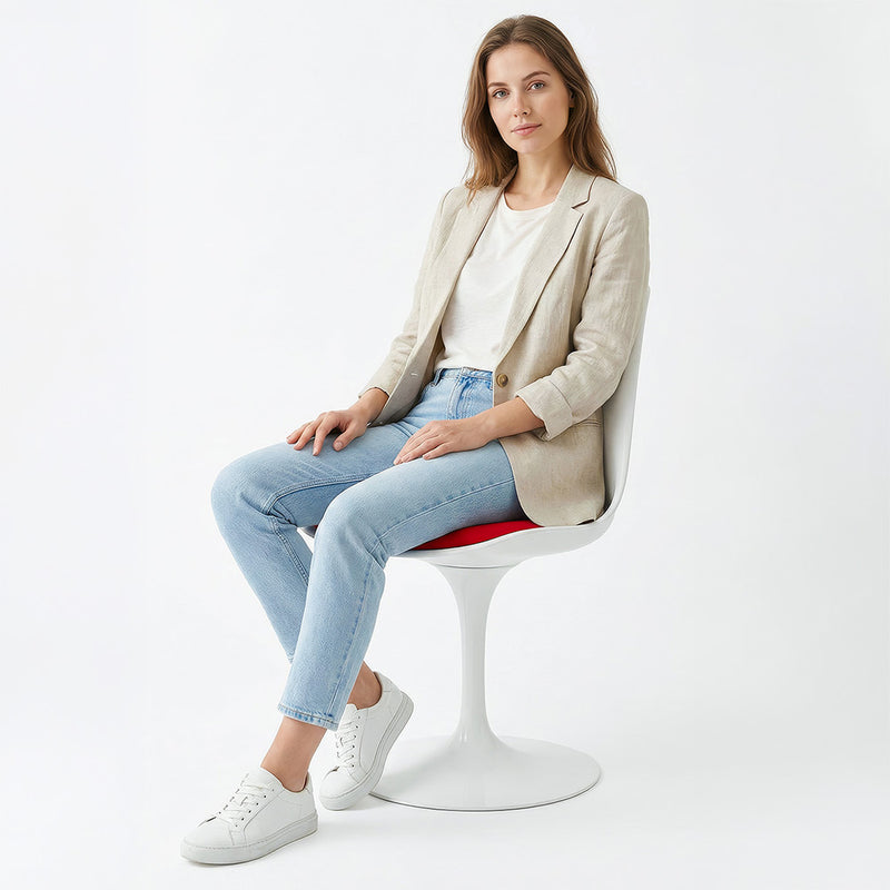 White Tulip Design Dining Chair Swivel With PP Seat And Steel Leg Imitation Leather Cushioned Comfort