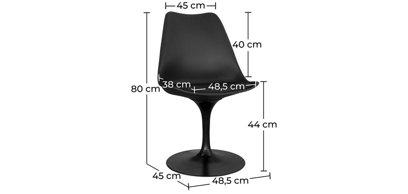 Sedia Tulipan nera con cuscino