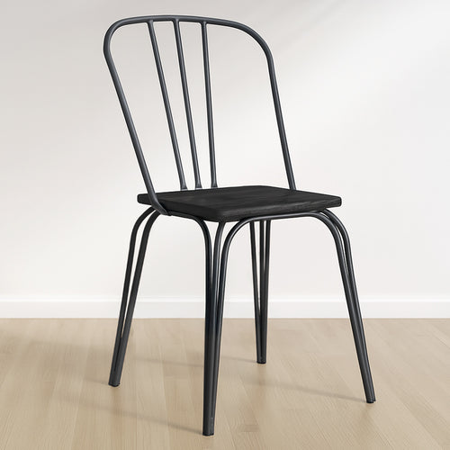 Sedia in metallo e legno scuro in stile industriale - Lillor