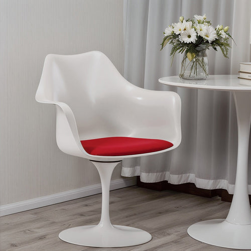 Fauteuil Tulipan - similicuir - structure blanche