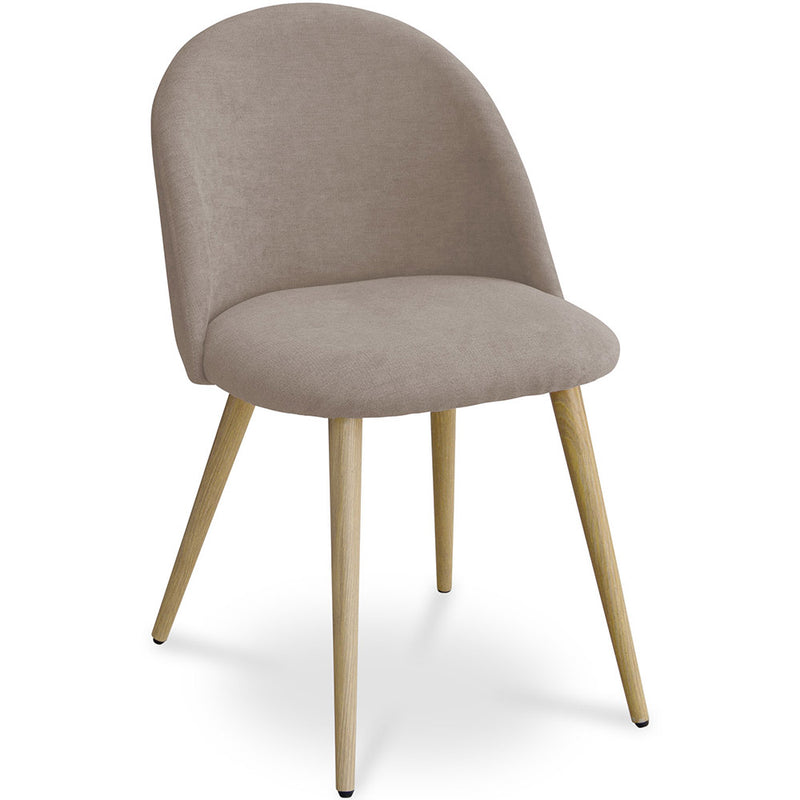 Dining Chair Upholstered in Fabric - Scandinavian Style Solid Natural Wood Style Legs- Evelyne