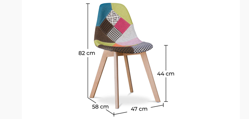 Cadeira de jantar Denisse de estilo escandinavo, design premium - Patchwork Simona
