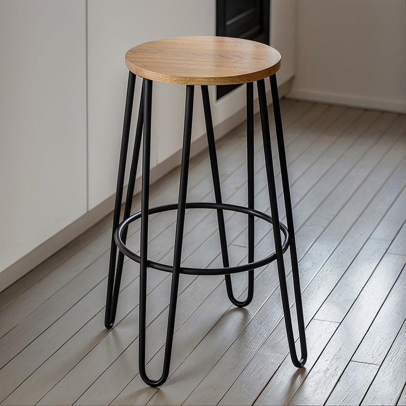 Sgabello da bar Hairpin 66cm - Legno chiaro e metallo