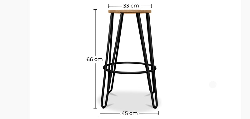 Sgabello da bar Hairpin 66cm - Legno chiaro e metallo