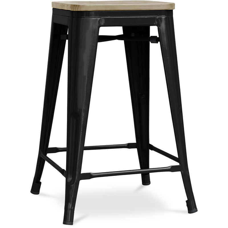 Sgabello Stylix - 61cm - Metallo e legno chiaro