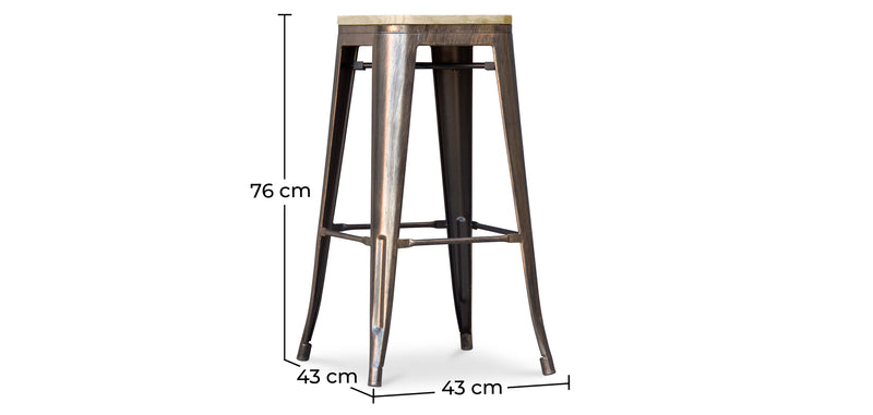 Taburete Stylix - Metal y madera clara - 76cm
