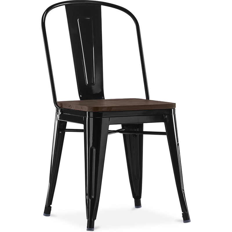 Sedia quadrata Stylix - Metallo e legno scuro