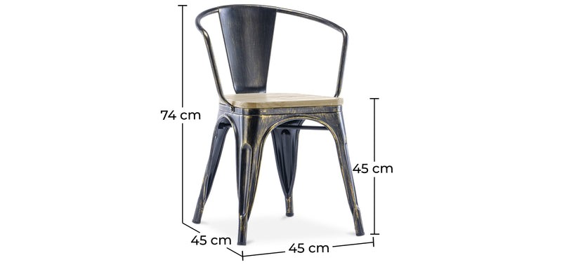 Sedia Stylix con braccioli - Metallo e legno chiaro