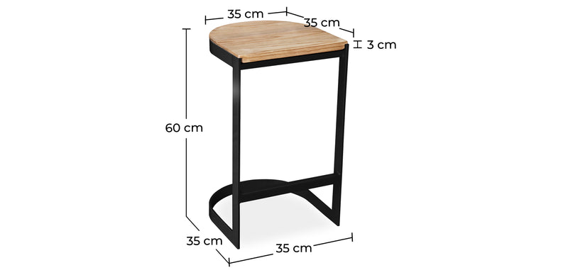 Industrial stool in metal and wood 60cm - Lia