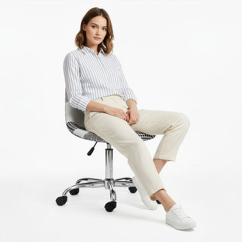 Denisse Office Chair White And Black - Patchwork