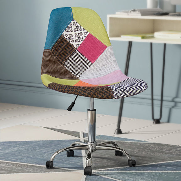 Office Chair with Wheels - Desk Chair - Upholstered in Patchwork -  Simona - gallery 2