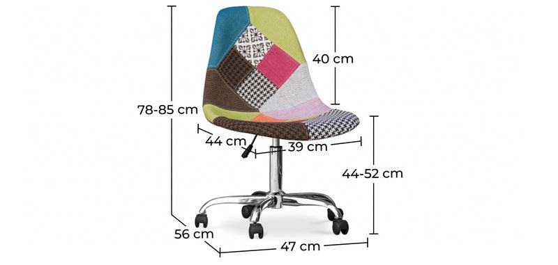 Office Chair with Wheels - Desk Chair - Upholstered in Patchwork -  Simona - gallery 10