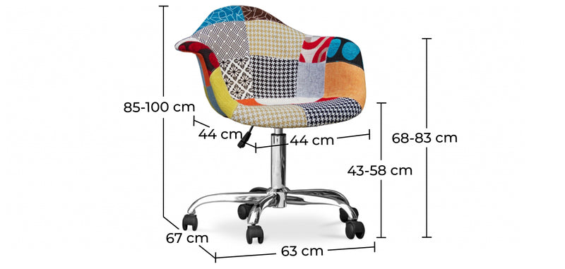 Office Chair with Armrests - Desk Chair with Wheels - Upholstered in Patchwork - Patty - gallery 9
