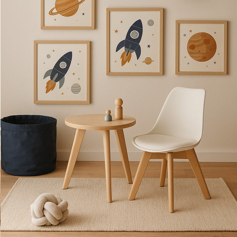 Chaise pour enfant rembourrée en bois et polypropylène