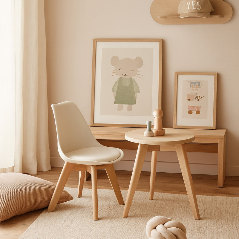 Chaise pour enfant rembourrée en bois et polypropylène