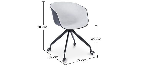 Upholstered Office Chair with Armrests - Desk Chair with Castors - Black and White - Jodie - gallery 12
