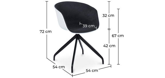 Upholstered Office Chair with Armrests - Black and White Desk Chair - Jodie - gallery 10