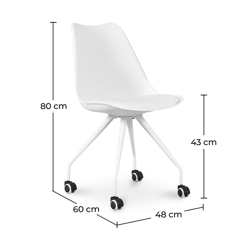 Office Chair with Wheels - White Desk Chair - Yemy