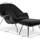 Design Armchair with Footrest - Fabric Upholstery - Womb
