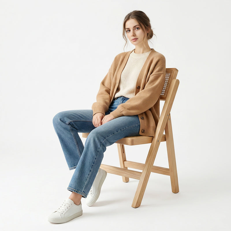 Folding Wooden Rattan Dining Chair - Umbra