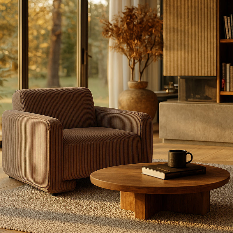 Armchair Upholstered In Velvet Corduroy – Modern Design - November
