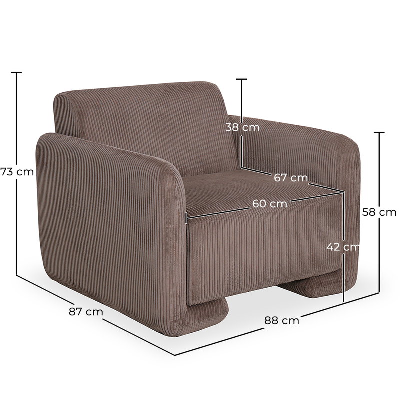 Armchair Upholstered In Velvet Corduroy – Modern Design - November