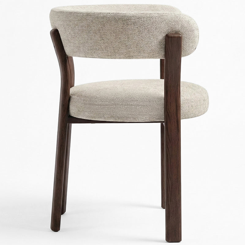 Living room armchair with armrests upholstered in Chenille – Dark wood-effect legs – Ergonomic and modern design – Okare