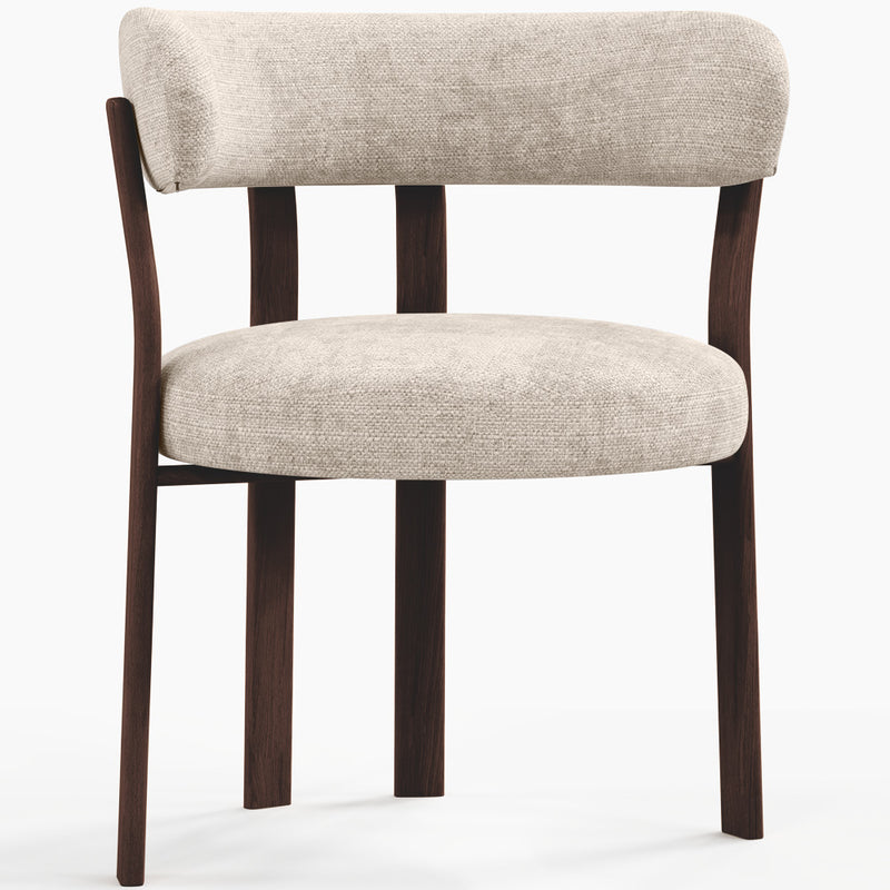 Living room armchair with armrests upholstered in Chenille – Dark wood-effect legs – Ergonomic and modern design – Okare