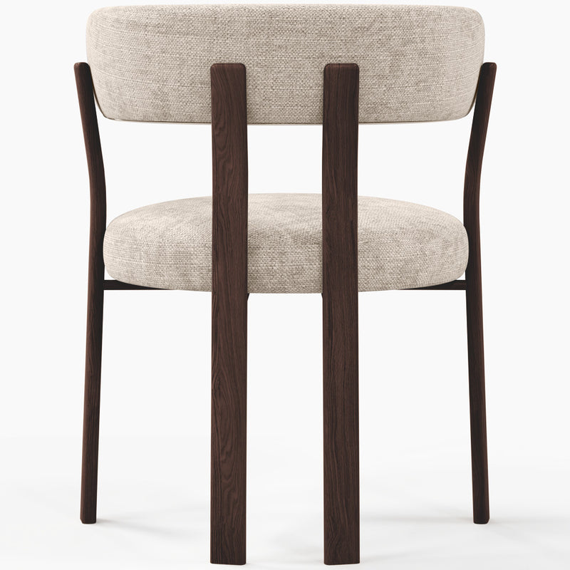 Living room armchair with armrests upholstered in Chenille – Dark wood-effect legs – Ergonomic and modern design – Okare