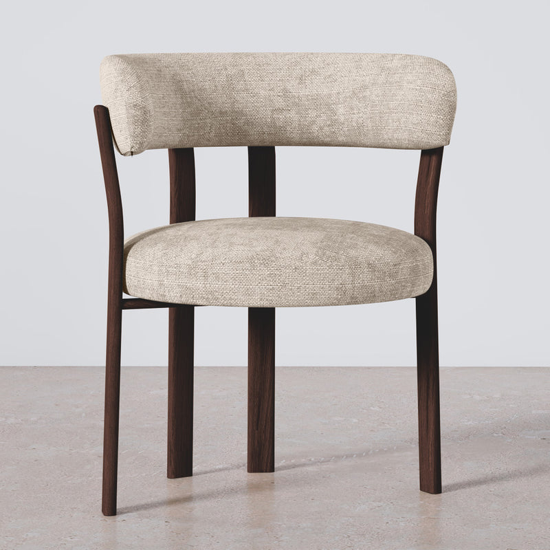 Living room armchair with armrests upholstered in Chenille – Dark wood-effect legs – Ergonomic and modern design – Okare