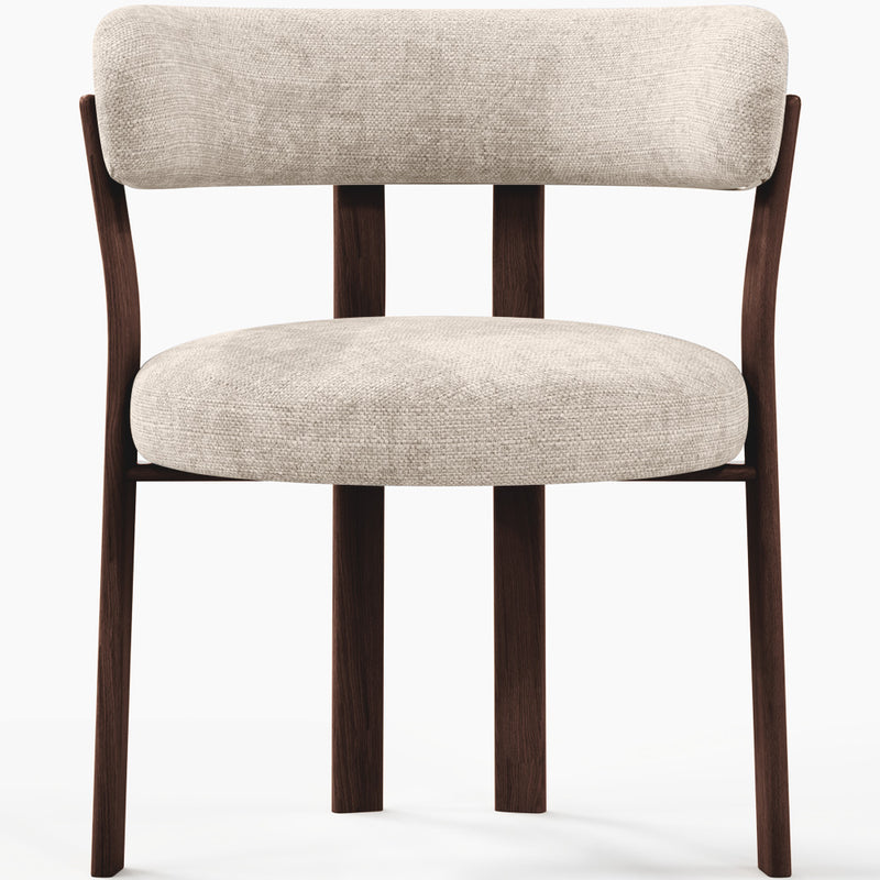 Living room armchair with armrests upholstered in Chenille – Dark wood-effect legs – Ergonomic and modern design – Okare