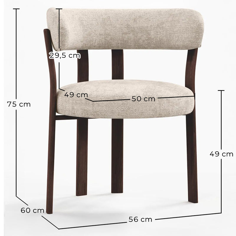 Living room armchair with armrests upholstered in Chenille – Dark wood-effect legs – Ergonomic and modern design – Okare