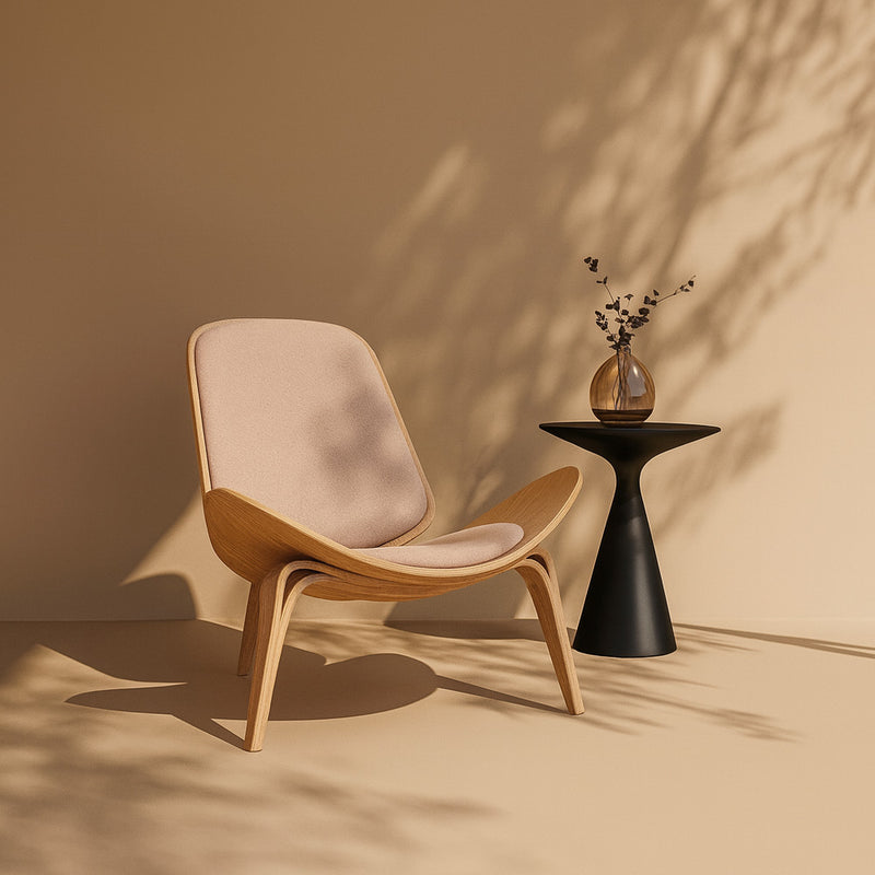 Designer Armchair - Scandinavian Armchair - Fabric Upholstery - Peach - Lucy