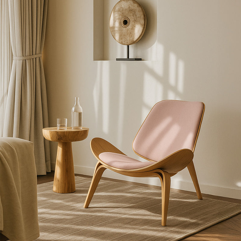 Designer Armchair - Scandinavian Armchair - Fabric Upholstery - Peach - Lucy