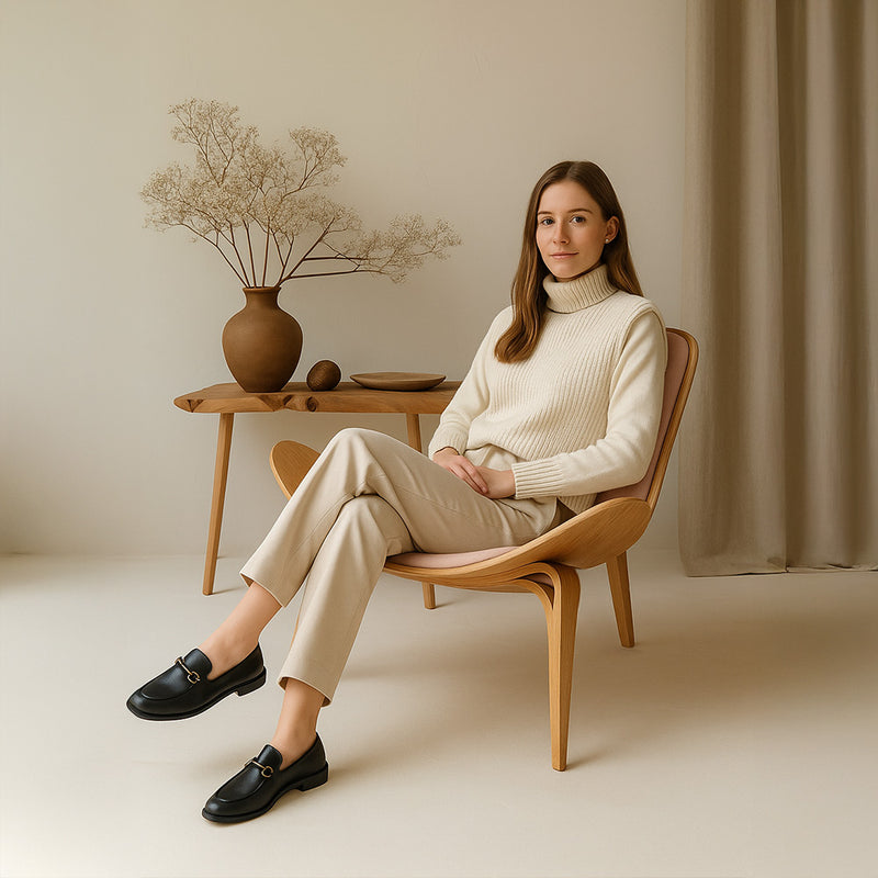 Designer Armchair - Scandinavian Armchair - Fabric Upholstery - Peach - Lucy