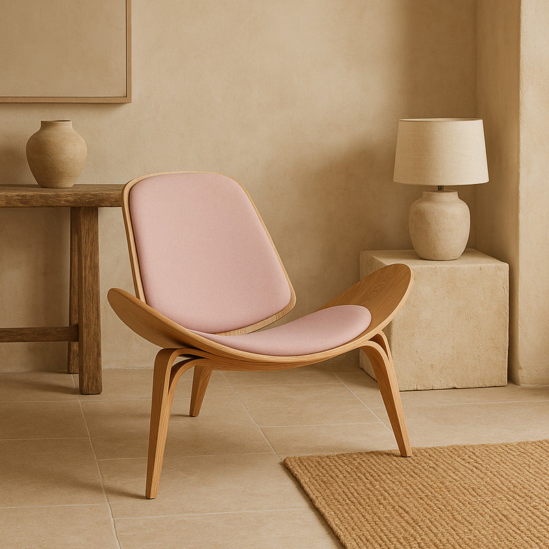 Designer Armchair - Scandinavian Armchair - Fabric Upholstery - Peach - Lucy
