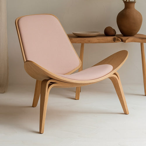 Designer Armchair - Scandinavian Armchair - Fabric Upholstery - Peach - Lucy