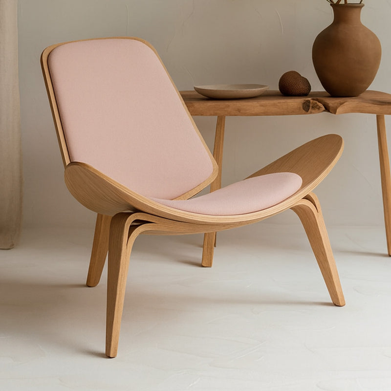 Designer Armchair - Scandinavian Armchair - Fabric Upholstery - Peach - Lucy