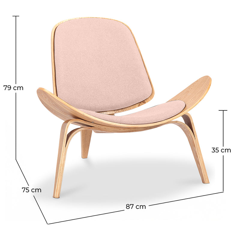 Designer Armchair - Scandinavian Armchair - Fabric Upholstery - Peach - Lucy